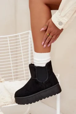 Online Damskie Śniegowce Z Elastyczną Wstawką Czarne Kiora Damskie Śniegowce Damskie