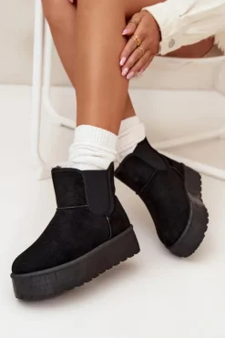 Online Damskie Śniegowce Z Elastyczną Wstawką Czarne Kiora Damskie Śniegowce Damskie