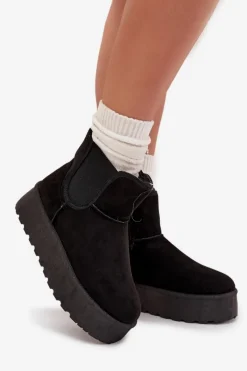 Online Damskie Śniegowce Z Elastyczną Wstawką Czarne Kiora Damskie Śniegowce Damskie