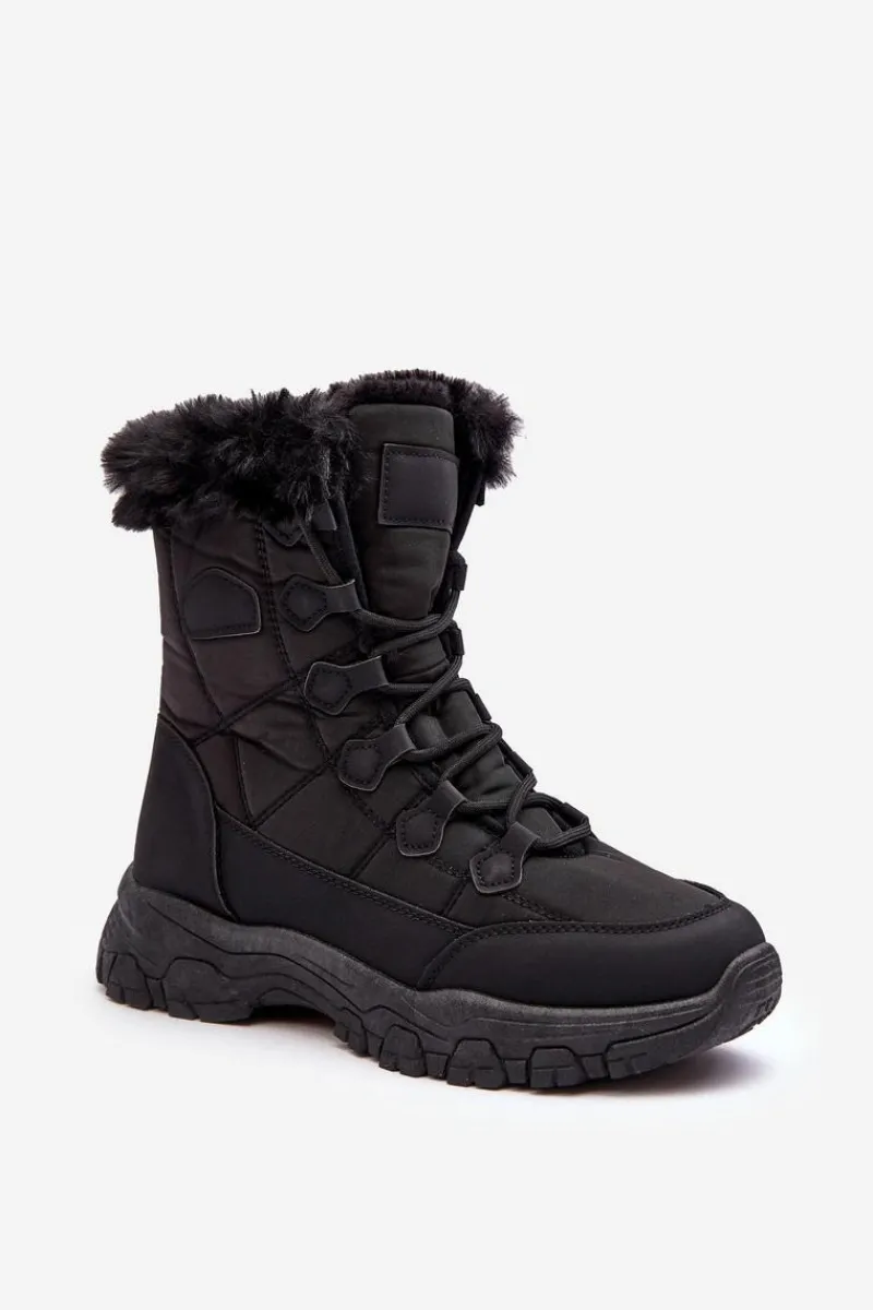 Discount Evento Damskie Śniegowce Z Futerkiem Na Suwak Czarne Vittora