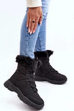 Discount Evento Damskie Śniegowce Z Futerkiem Na Suwak Czarne Vittora