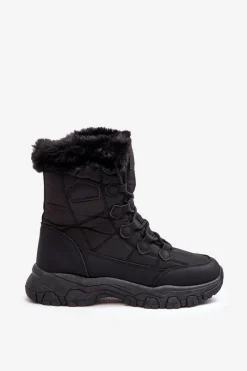 Discount Evento Damskie Śniegowce Z Futerkiem Na Suwak Czarne Vittora