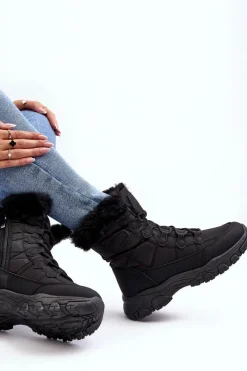 Discount Evento Damskie Śniegowce Z Futerkiem Na Suwak Czarne Vittora