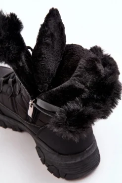 Discount Evento Damskie Śniegowce Z Futerkiem Na Suwak Czarne Vittora