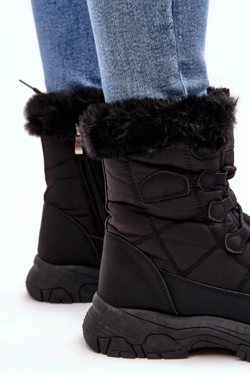 Discount Evento Damskie Śniegowce Z Futerkiem Na Suwak Czarne Vittora