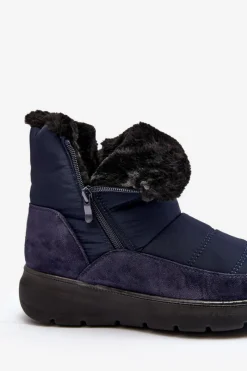 Clearance Boto Damskie Śniegowce Z Futerkiem Granatowe Primose Niebieski