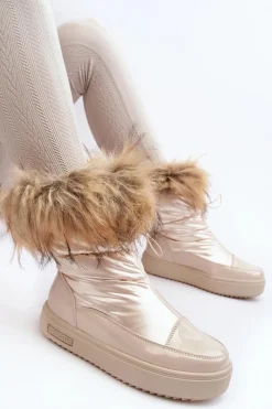 Discount Big Star Shoes Damskie Śniegowce Z Futerkiem Beżowe Big Star MM274380 Beżowy