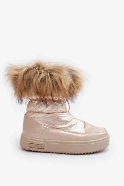 Discount Big Star Shoes Damskie Śniegowce Z Futerkiem Beżowe Big Star MM274380 Beżowy