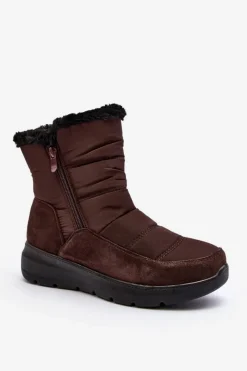 Śniegowce Damskie>Boto Damskie Śniegowce Z Futerkiem Brązowe Primose