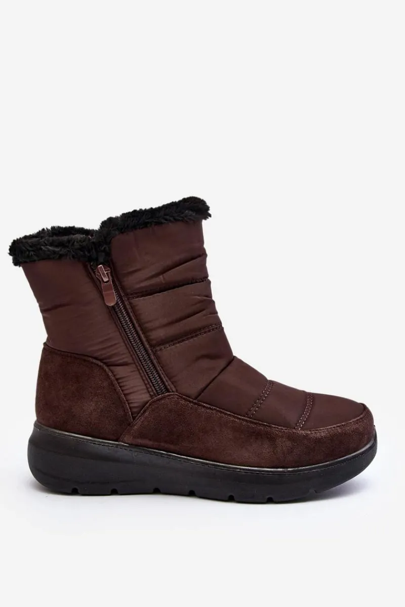 Śniegowce Damskie>Boto Damskie Śniegowce Z Futerkiem Brązowe Primose