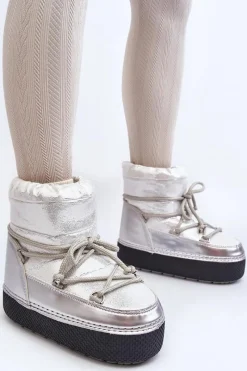 Śniegowce Damskie></noscript>Boto Damskie Śniegowce Z Wiązaniem Srebrne Toolsa Srebrny