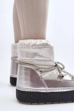 Śniegowce Damskie></noscript>Boto Damskie Śniegowce Z Wiązaniem Srebrne Toolsa Srebrny