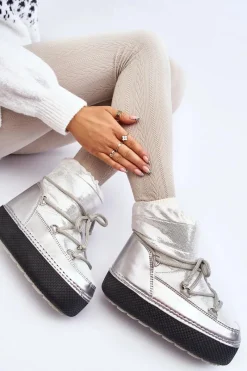 Śniegowce Damskie></noscript>Boto Damskie Śniegowce Z Wiązaniem Srebrne Toolsa Srebrny