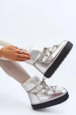 Śniegowce Damskie></noscript>Boto Damskie Śniegowce Z Wiązaniem Srebrne Toolsa Srebrny