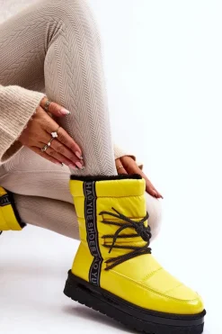 Clearance Damskie Śniegowce Z Wiązaniem Żółte Lilara Damskie Śniegowce Damskie