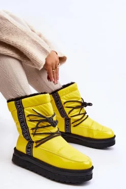 Clearance Damskie Śniegowce Z Wiązaniem Żółte Lilara Damskie Śniegowce Damskie