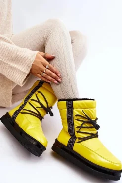 Clearance Damskie Śniegowce Z Wiązaniem Żółte Lilara Damskie Śniegowce Damskie