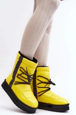 Clearance Damskie Śniegowce Z Wiązaniem Żółte Lilara Damskie Śniegowce Damskie