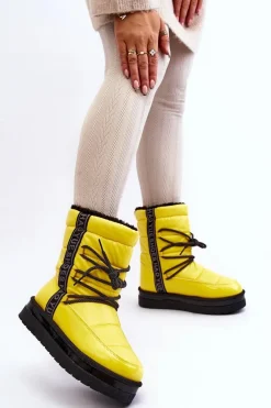 Clearance Damskie Śniegowce Z Wiązaniem Żółte Lilara Damskie Śniegowce Damskie