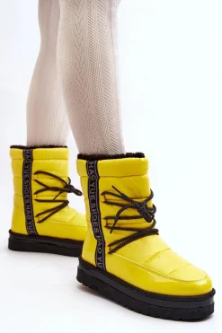 Clearance Damskie Śniegowce Z Wiązaniem Żółte Lilara Damskie Śniegowce Damskie