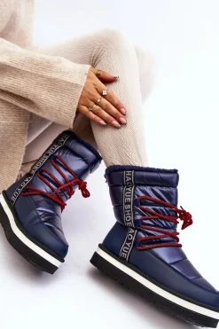 Śniegowce Damskie></noscript>Boto Damskie Śniegowce Z Wiązaniem Granatowe Lilara Niebieski