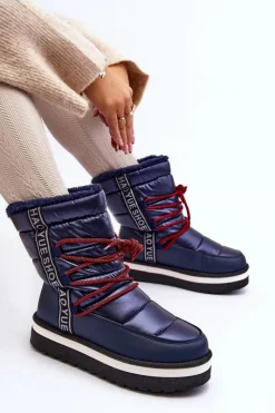 Śniegowce Damskie></noscript>Boto Damskie Śniegowce Z Wiązaniem Granatowe Lilara Niebieski