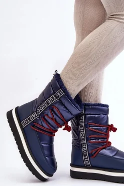 Śniegowce Damskie></noscript>Boto Damskie Śniegowce Z Wiązaniem Granatowe Lilara Niebieski