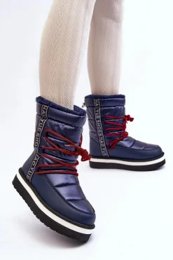 Śniegowce Damskie></noscript>Boto Damskie Śniegowce Z Wiązaniem Granatowe Lilara Niebieski