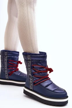 Śniegowce Damskie></noscript>Boto Damskie Śniegowce Z Wiązaniem Granatowe Lilara Niebieski