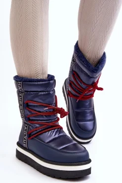 Śniegowce Damskie></noscript>Boto Damskie Śniegowce Z Wiązaniem Granatowe Lilara Niebieski