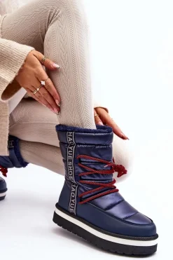 Śniegowce Damskie></noscript>Boto Damskie Śniegowce Z Wiązaniem Granatowe Lilara Niebieski