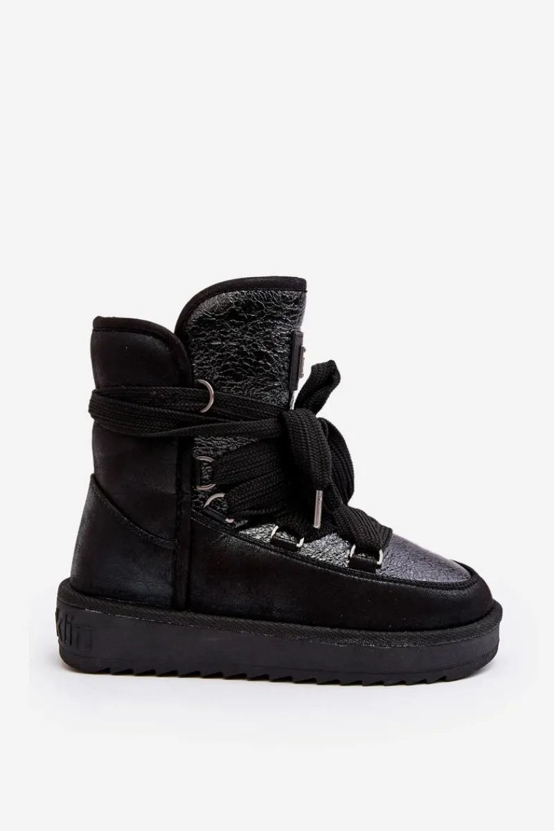 Śniegowce Damskie>D.Franklin Damskie Śniegowce Z Wiązaniem DFSH370006 Czarne Czarny