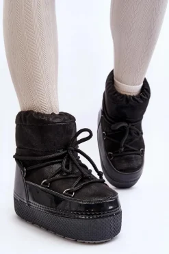 New Damskie Śniegowce Z Wiązaniem Czarne Toolsa Damskie Śniegowce Damskie