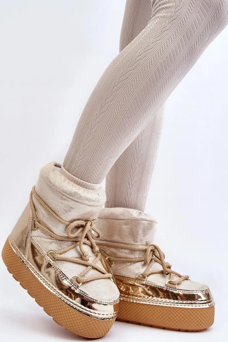 Hot Damskie Śniegowce Z Wiązaniem Złote Toolsa Damskie Śniegowce Damskie