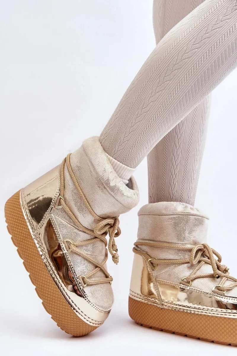 Hot Damskie Śniegowce Z Wiązaniem Złote Toolsa Damskie Śniegowce Damskie