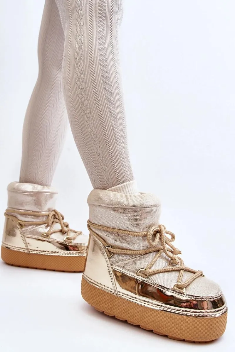 Hot Damskie Śniegowce Z Wiązaniem Złote Toolsa Damskie Śniegowce Damskie