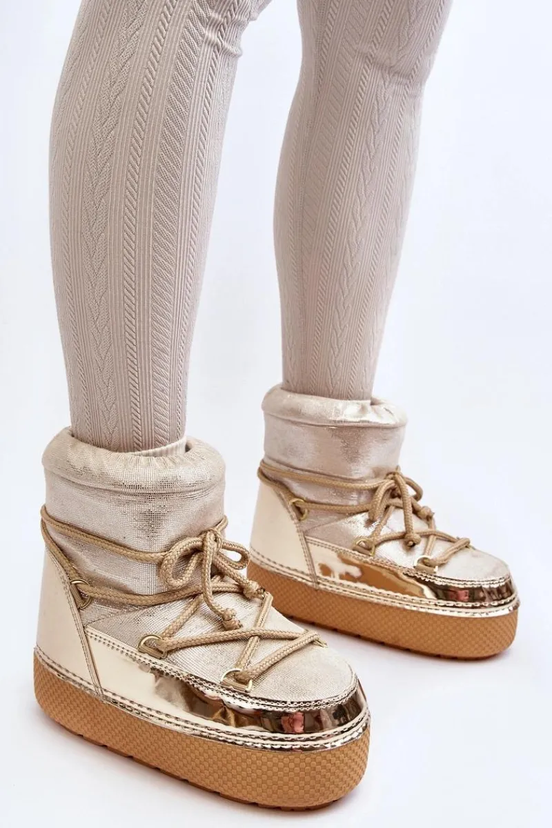 Hot Damskie Śniegowce Z Wiązaniem Złote Toolsa Damskie Śniegowce Damskie