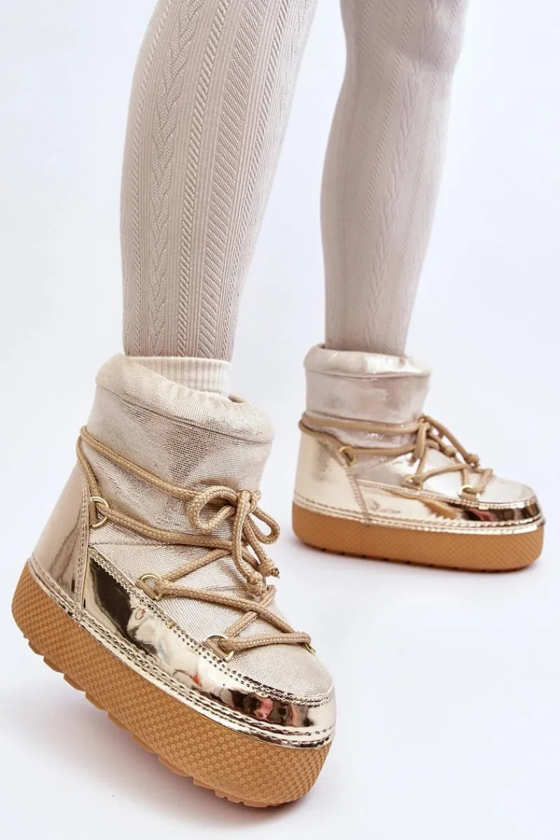 Hot Damskie Śniegowce Z Wiązaniem Złote Toolsa Damskie Śniegowce Damskie