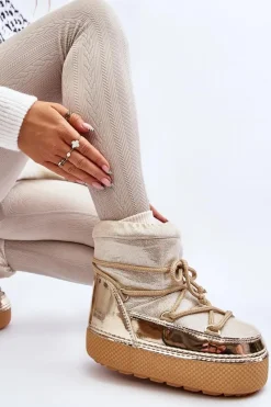 Hot Damskie Śniegowce Z Wiązaniem Złote Toolsa Damskie Śniegowce Damskie