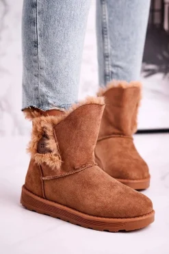 Online Damskie Śniegowce Zamszowe z Futerkiem Brązowe Button Damskie Czarne Botki|Botki Zimowe Damskie