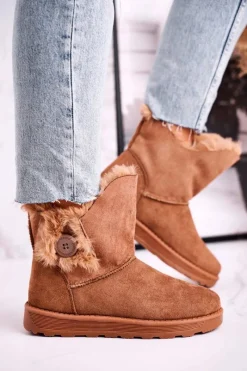 Online Damskie Śniegowce Zamszowe z Futerkiem Brązowe Button Damskie Czarne Botki|Botki Zimowe Damskie