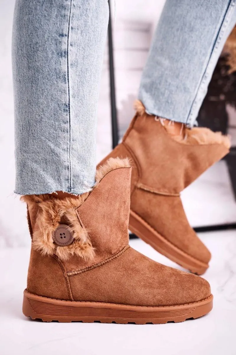 Online Damskie Śniegowce Zamszowe z Futerkiem Brązowe Button Damskie Czarne Botki|Botki Zimowe Damskie