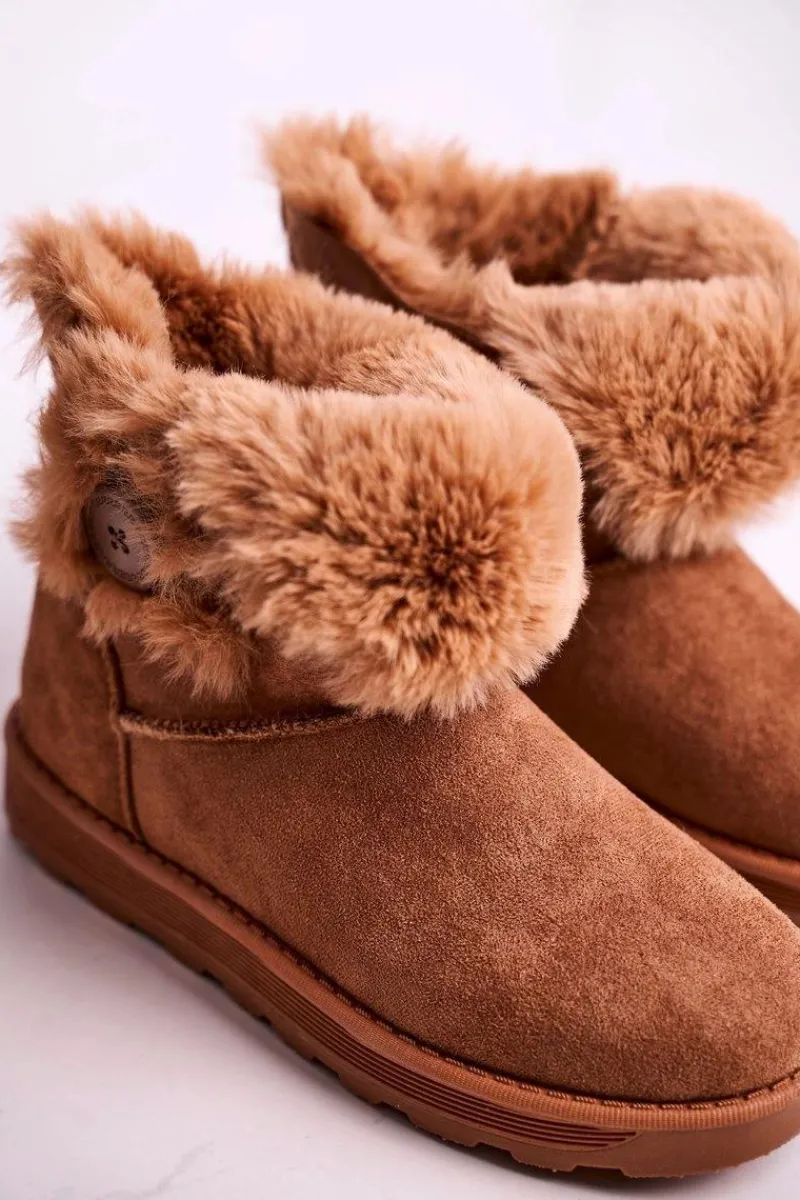 Online Damskie Śniegowce Zamszowe z Futerkiem Brązowe Button Damskie Czarne Botki|Botki Zimowe Damskie