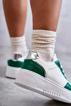 Clearance Damskie Niskie Buty Sportowe Na Platformie Biało-Zielone Kyllie Damskie Buty Sportowe Na Platformie|Sneakersy Damskie