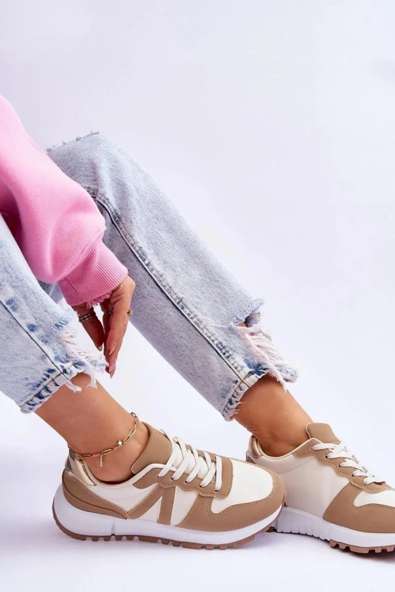 Discount Boto Damskie Niskie Buty Sportowe Beżowe Elliot
