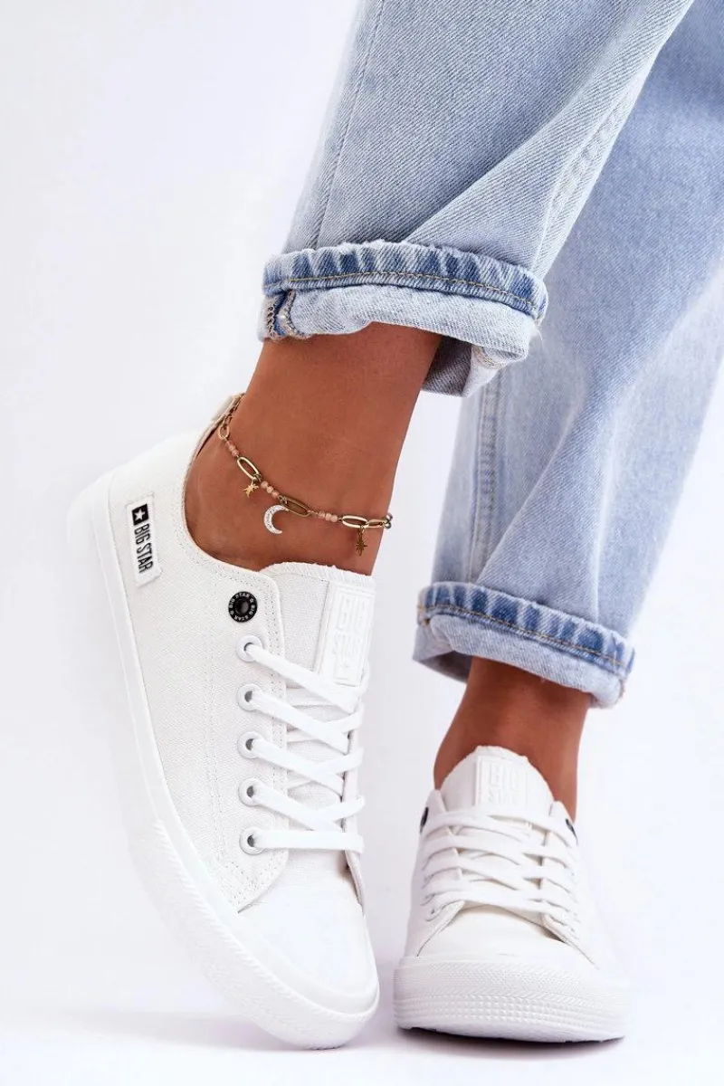 Trampki Damskie Big Star|Trampki Damskie Niskie>Big Star Shoes Damskie Niskie Materiałowe Trampki Big Star KK274008 Białe