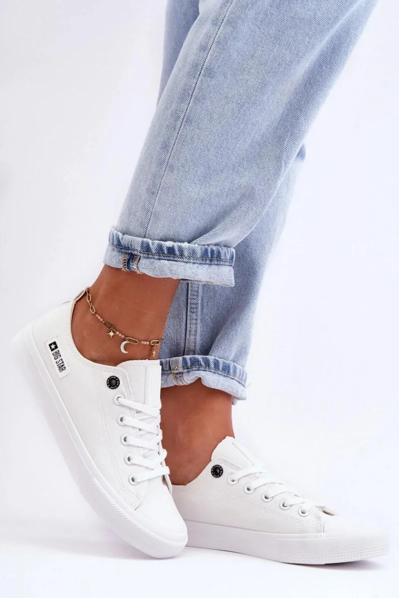 Trampki Damskie Big Star|Trampki Damskie Niskie>Big Star Shoes Damskie Niskie Materiałowe Trampki Big Star KK274008 Białe