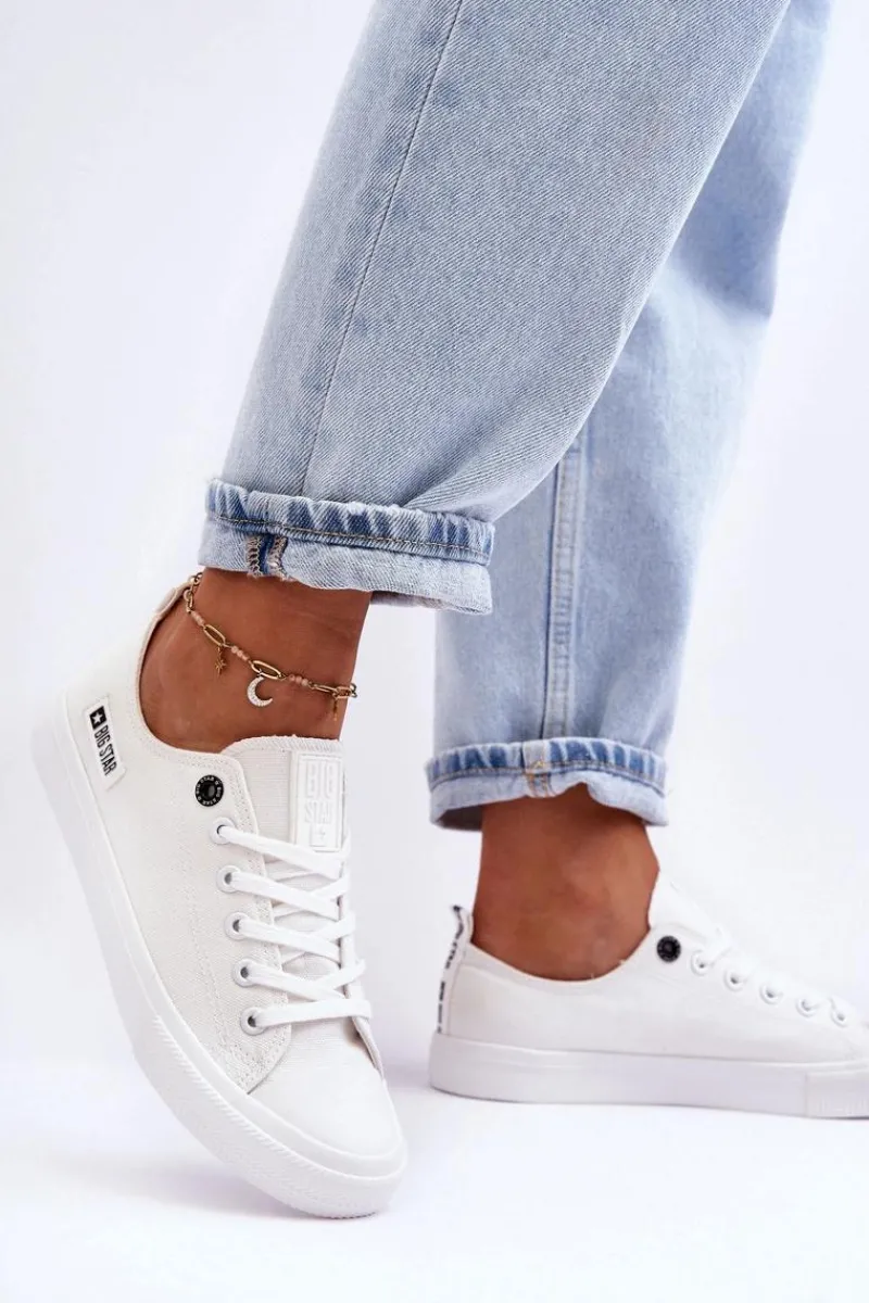 Trampki Damskie Big Star|Trampki Damskie Niskie>Big Star Shoes Damskie Niskie Materiałowe Trampki Big Star KK274008 Białe