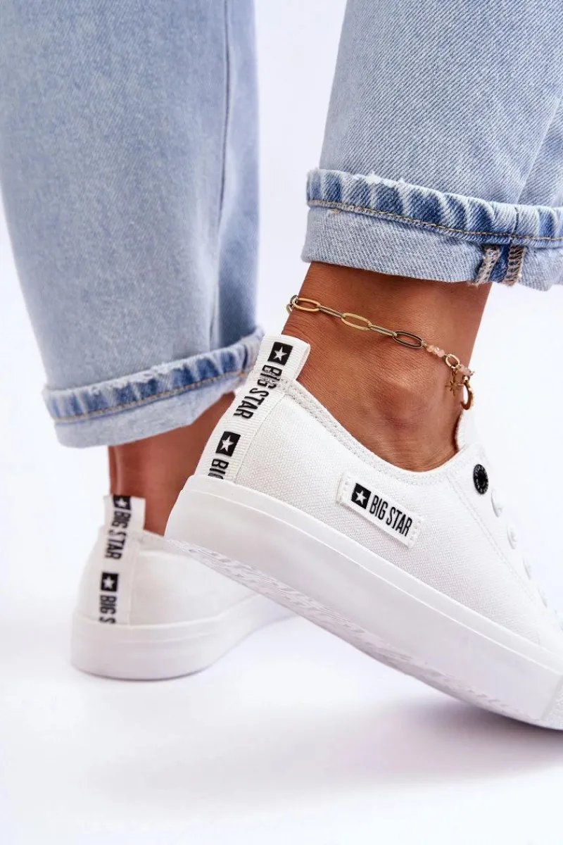 Trampki Damskie Big Star|Trampki Damskie Niskie>Big Star Shoes Damskie Niskie Materiałowe Trampki Big Star KK274008 Białe