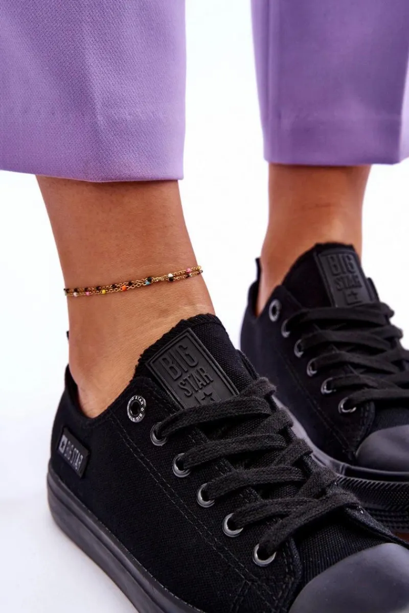 Trampki Damskie Big Star|Trampki Damskie Niskie>Big Star Shoes Damskie Niskie Materiałowe Trampki Big Star KK274009 Czarne Czarny